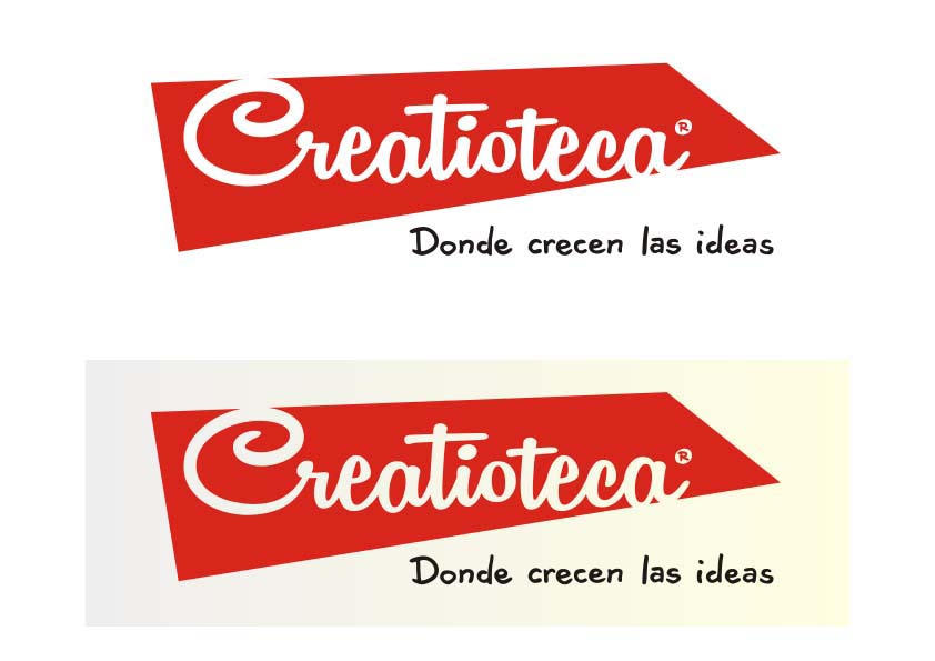Logotipo de Creatioteca. Con eslogan sobre fondo claro.