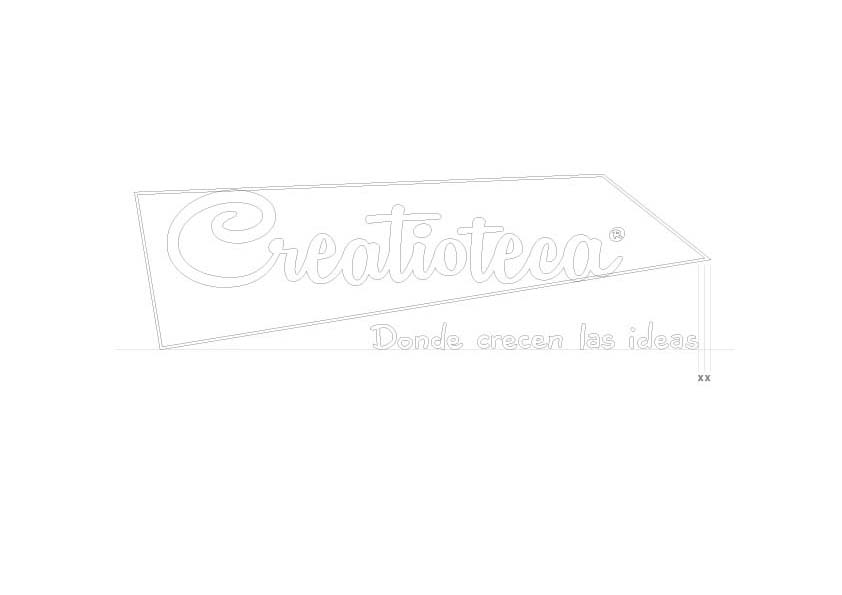 Logotipo de Creatioteca. Ubicación del eslogan.