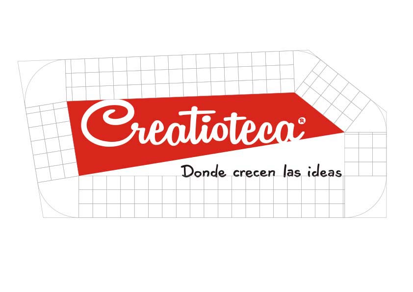 Logotipo de Creatioteca. Área de seguridad con eslogan.
