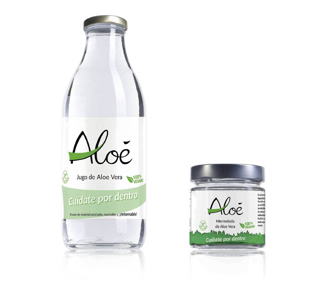 Aloé. Etiquetas para envases de alimentación.