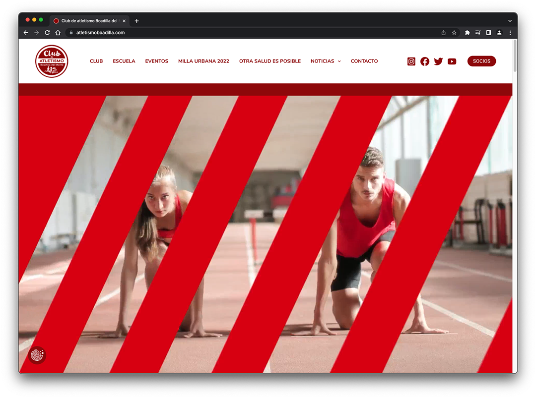 Web del Club de atletismo Boadilla del Monte. Vista de ordenador.