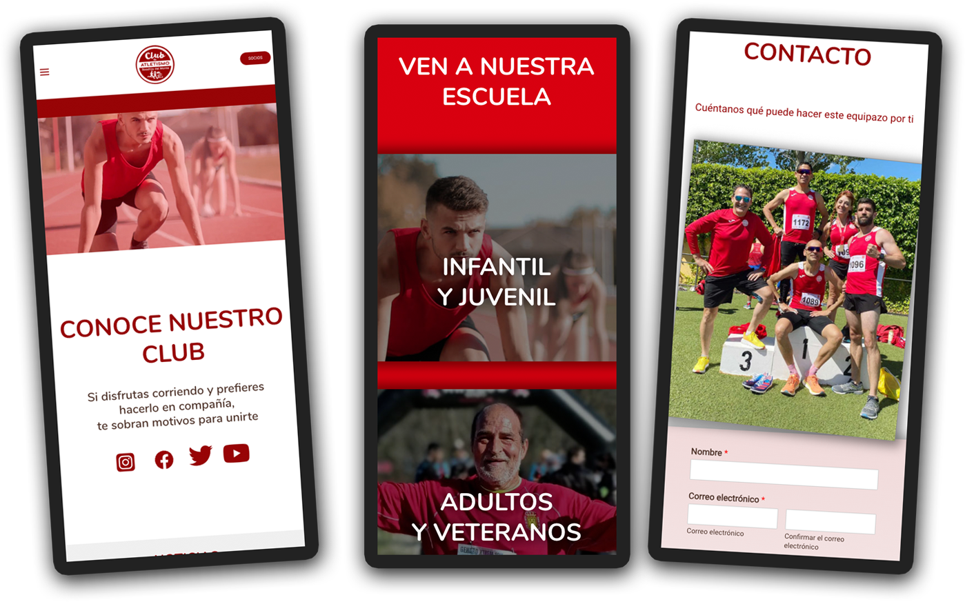 Web del Club de atletismo Boadilla del Monte. Vista móvil.
