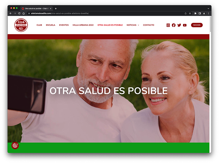 Web del Club de atletismo Boadilla del Monte. Vista de ordenador.