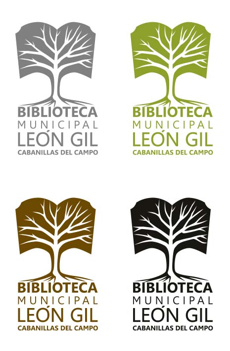 Versiones del logotipo de la biblioteca León Gil