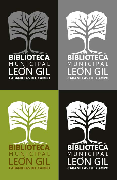 Versiones del logotipo de la biblioteca León Gil