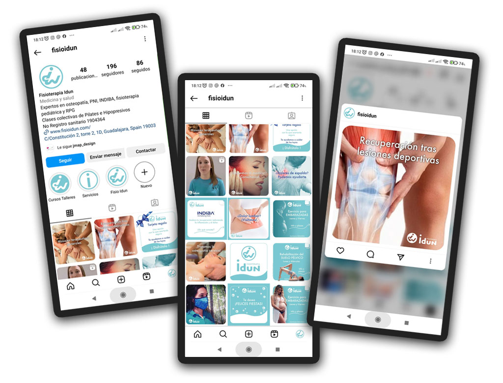 Fisioterapia Idun. Redes sociales